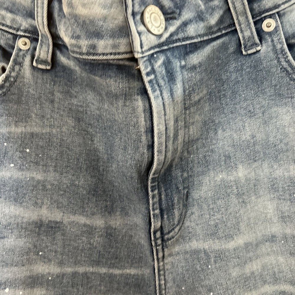 PacSun Womens Stacked Skinny Stretch Jeans Lt Wash Denim Distressed 36 x 32 - Picture 2 of 13